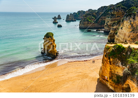 Natural caves and sea beach, Algarve Portugal 101839139