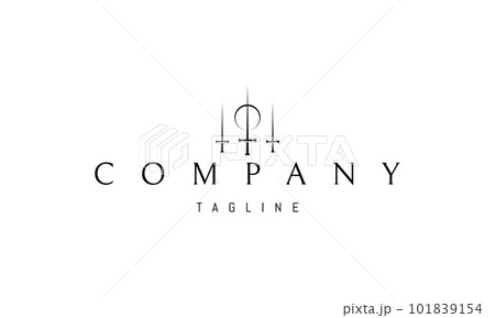 Vector logo on which an abstract image of three swords with the moon. Vector logo on which an abstract image of three swords with the moon. 101839154