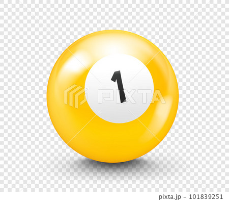 Yellow billiard ball with number one. 3d vector isolated on transparent background Yellow billiard ball with number one. 3d vector isolated on transparent background 101839251