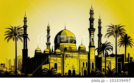 Cairo Travel Illustration, Egypt Tourism Concept, Western Europe Drawing Imitation, AI Generative Content 101839497