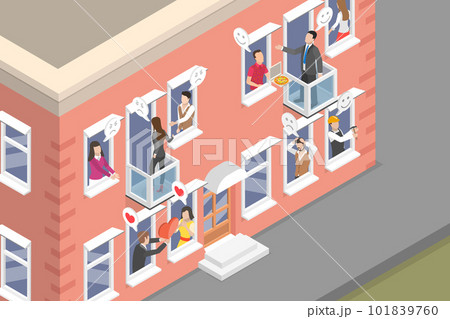 3D Isometric Flat Vector Conceptual Illustration of Neighbors 101839760