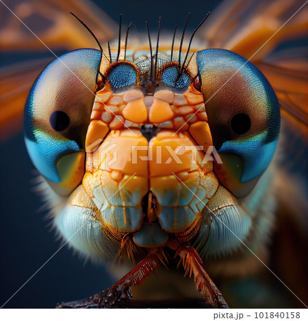 Insect Head Macro Photo, Dragonfly Close-Up, Faceted Eyes, Damselfly Abstract AI Generative Illustration Insect Head Macro Photo, Dragonfly Close-Up, Faceted Eyes, Damselfly Abstract AI Generative Illustration 101840158