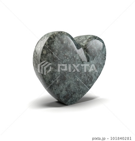Grey Stone Heart, Polished Granite Heart 3d Imitation, Abstract Generative AI Illustration 101840281