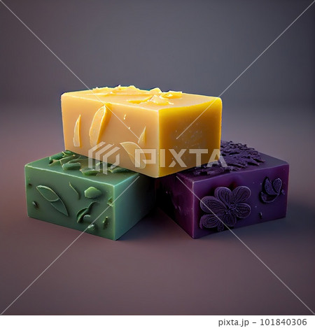 Handmade Soap, Artisan Cosmetic, Care Detergents, Color Soaps, Abstract Generative AI Illustration Handmade Soap, Artisan Cosmetic, Care Detergents, Color Soaps, Abstract Generative AI Illustration 101840306