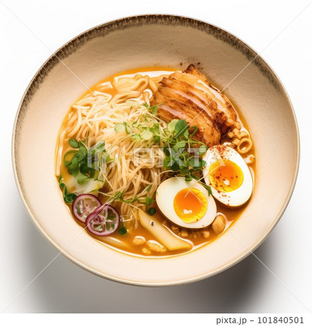 Miso Ramen Isolated, Asian Noodles In Broth,...のイラスト素材 [101840501] - PIXTA