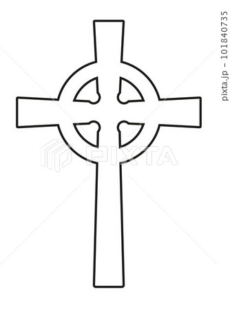 Celtic cross symbol outline silhouette, black and white vector illustration, isolated on white 101840735