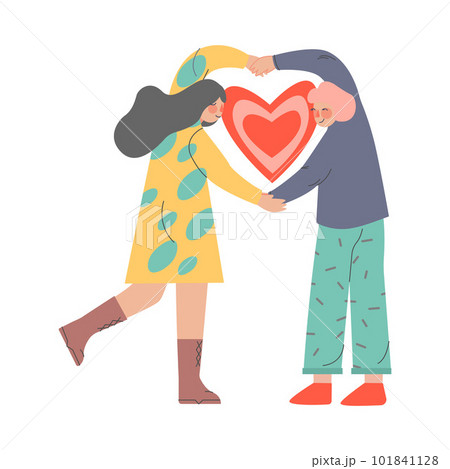 Young Enamoured Man and Woman with Love Heart Feeling Passion Vector Illustration Young Enamoured Man and Woman with Love Heart Feeling Passion Vector Illustration 101841128