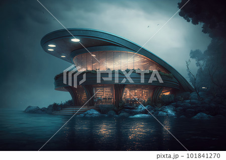 Underwater Restaurant, Undersea View Dining, Hotel Underwater Dinner, Abstract Generative AI Illustration Underwater Restaurant, Undersea View Dining, Hotel Underwater Dinner, Abstract Generative AI Illustration 101841270