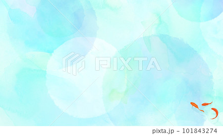 金魚と水彩で描いたブルーの水玉背景 101843274