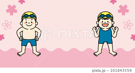 水泳　スイミングスクール　子ども　イラスト　背景素材　春 101843559