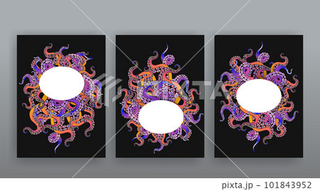 Octopus abstract frame design, creative ocean doodle, cute decoration design, deep wildlife cartoon Octopus abstract frame design, creative ocean doodle, cute decoration design, deep wildlife cartoon 101843952
