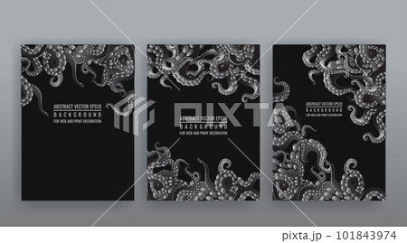 Octopus abstract frame design, creative ocean doodle, cute decoration design 101843974