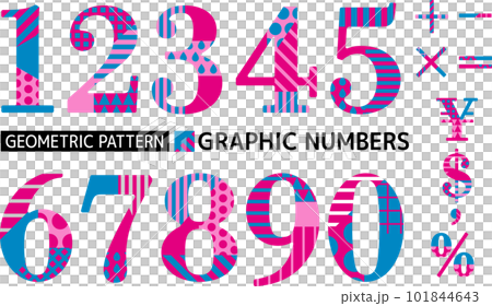 帶有流行圖案的數字_Pink x Blue_Mincho 101844643