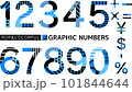 ポップなパターン入り数字_ブルーゴシック体 101844644