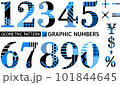 ポップなパターン入り数字_ブルー_明朝体 101844645