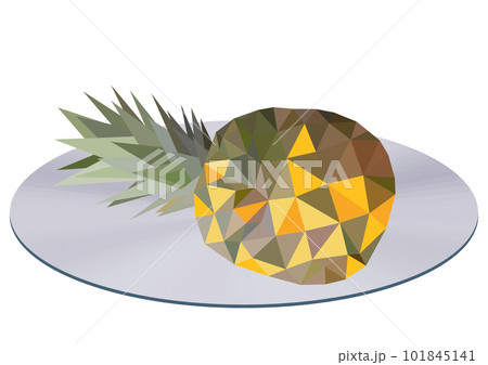 お皿に盛られた「熟したパイナップル」白皿 ポリゴン お皿に盛られた「熟したパイナップル」白皿 ポリゴン 101845141