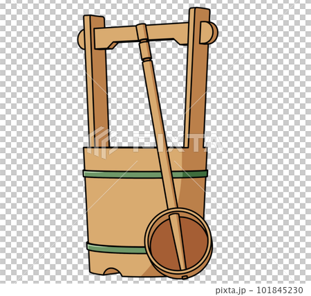 斜めから見た手桶と柄杓のイラスト 斜めから見た手桶と柄杓のイラスト 101845230
