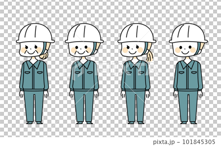 Illustration of men and women of all ages wearing work clothes Illustration of men and women of all ages wearing work clothes 101845305