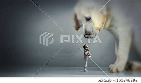 Little girl and big dog 101846298