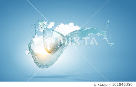 Water splash out of glass bottle 101846350
