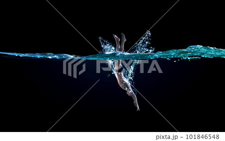 Professional man swimmer on a wave 101846548