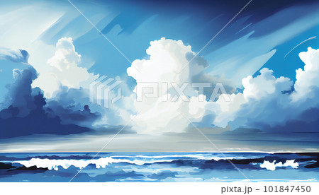 Generative AI, Seaside Serenity: An Abstract Cloud Formation of Calm Ocean Breezes 101847450