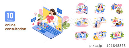 Online consultation flat design set 101848853