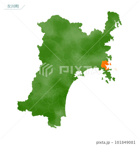 水彩風の地図　女川町 101849081