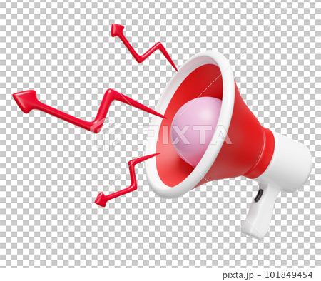 cartoon hand speaker, 3d red megaphone with arrow graph isolated. announce promotion news for social media networks, online marketing shopping concept, 3d render illustration cartoon hand speaker, 3d red megaphone with arrow graph isolated. announce promotion news for social media networks, online marketing shopping concept, 3d render illustration 101849454