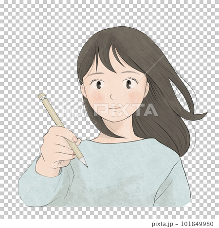 勉強の取り組む女の子のイラスト 101849980