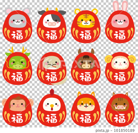 Zodiac Daruma, material for New Year's cards, Bodhidharma good luck 101850189