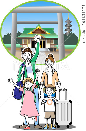 寺社仏閣を訪れる家族の観光客 101851375