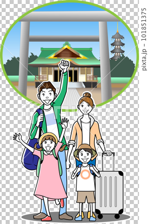寺社仏閣を訪れる家族の観光客 101851375