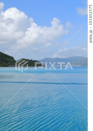 ターコイズブルーの絵の具を蒔いたかのような加計呂麻島の海の景色 101852575