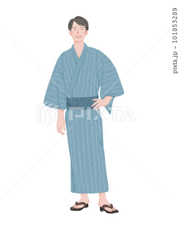 青い浴衣を着た男性の全身イラスト 青い浴衣を着た男性の全身イラスト 101853289