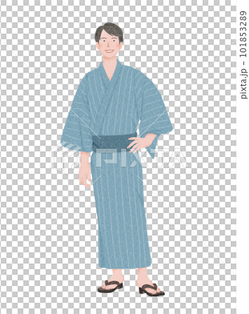 青い浴衣を着た男性の全身イラスト 青い浴衣を着た男性の全身イラスト 101853289