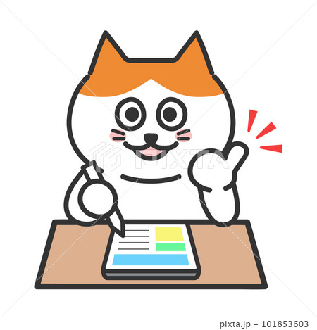 勉強を理解したネコ タブレット イラスト 勉強を理解したネコ タブレット イラスト 101853603