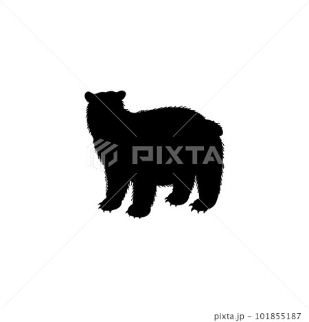 Standing bear animal black silhouette, monochrome vector illustration isolated. 101855187
