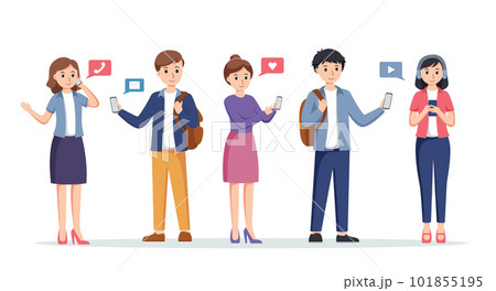 people using smartphone isolated vector illustration 101855195