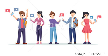 people using smartphone isolated vector illustration 101855196