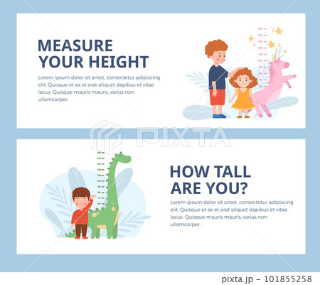 Set of website banner templates about height measure flat style 101855258