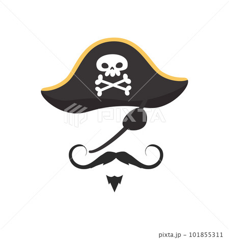 Pirate carnival mask with hat and moustaches, flat vector illustration isolated. 101855311