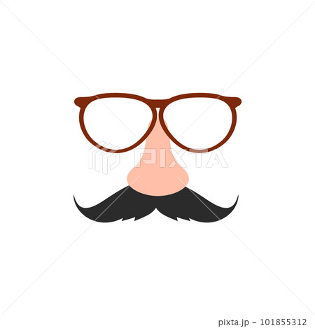 Funny mask with nose, glasses and moustaches, flat vector illustration isolated. 101855312