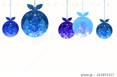 クリスマス☆イラスト素材 キラキラツリーのオーナメント・ブルー 白背景 色違い・差分あり 101855327