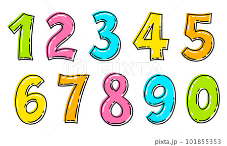 Set of various numbers from 1 to 0. Collection of cartoon numbers. Set of various numbers from 1 to 0. Collection of cartoon numbers. 101855353