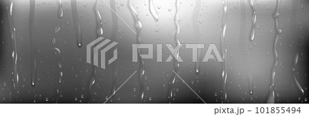 Rain water drops on wet window glass Rain water drops on wet window glass 101855494