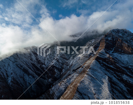 Aerial view of beautiful danxia landform landscape in Tibet,China 101855638