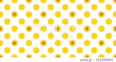daisy flower seamless pattern vector yellow polka dot gift wrapping paper cartoon tile background repeat wallpaper scarf isolated doodle illustration design 101856963