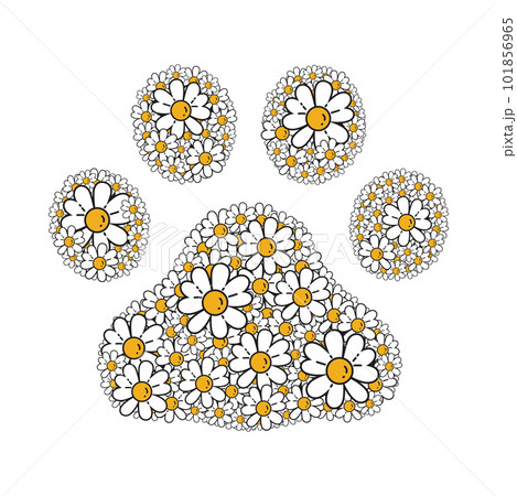 dog paw icon vector footprint flower daisy logo symbol cartoon character illustration doodle clip art design 101856965