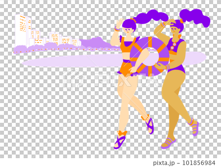 trip_travel_people_享受旅行的兩個女人_泳裝_簡約時尚插畫 trip_travel_people_享受旅行的兩個女人_泳裝_簡約時尚插畫 101856984